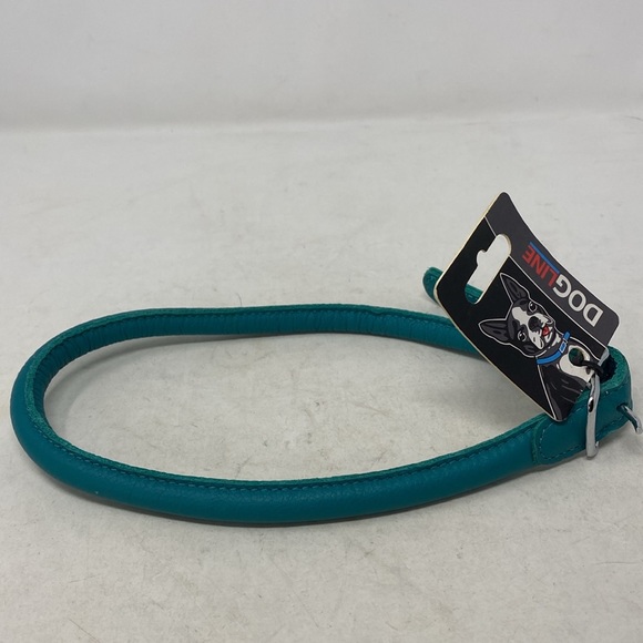 NWT Dog Line Group Rounded Teal Leather Dog Collar -  22”-25” - Picture 3 of 8